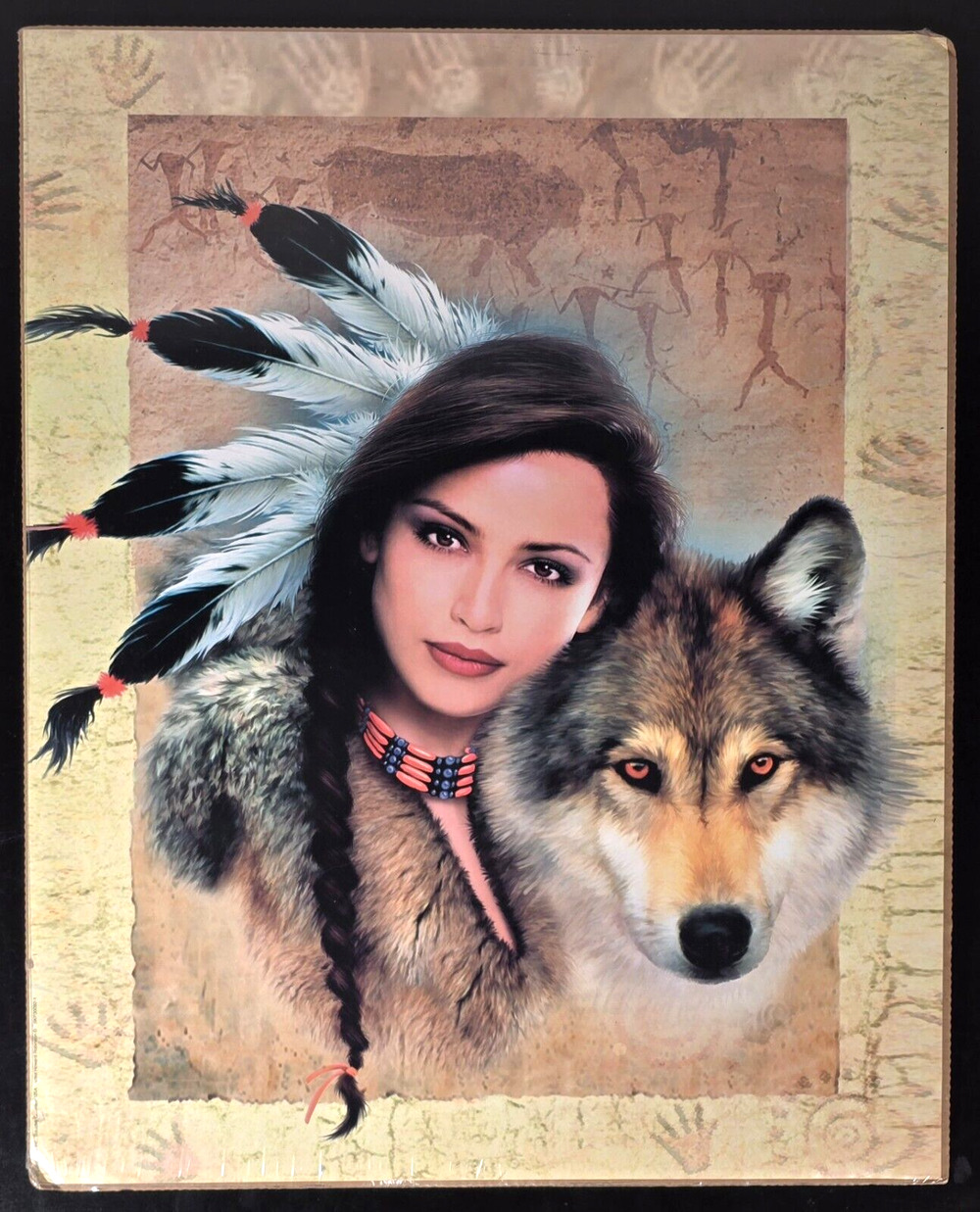 Leanin' Tree Native American Maiden With Wolf Art Print Poster 16x20, Robinson